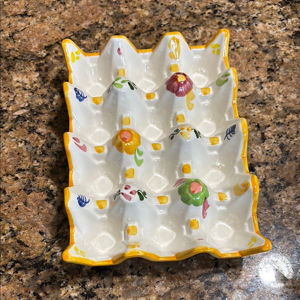 Colorful Ceramic Egg Holder by Tierra Fina